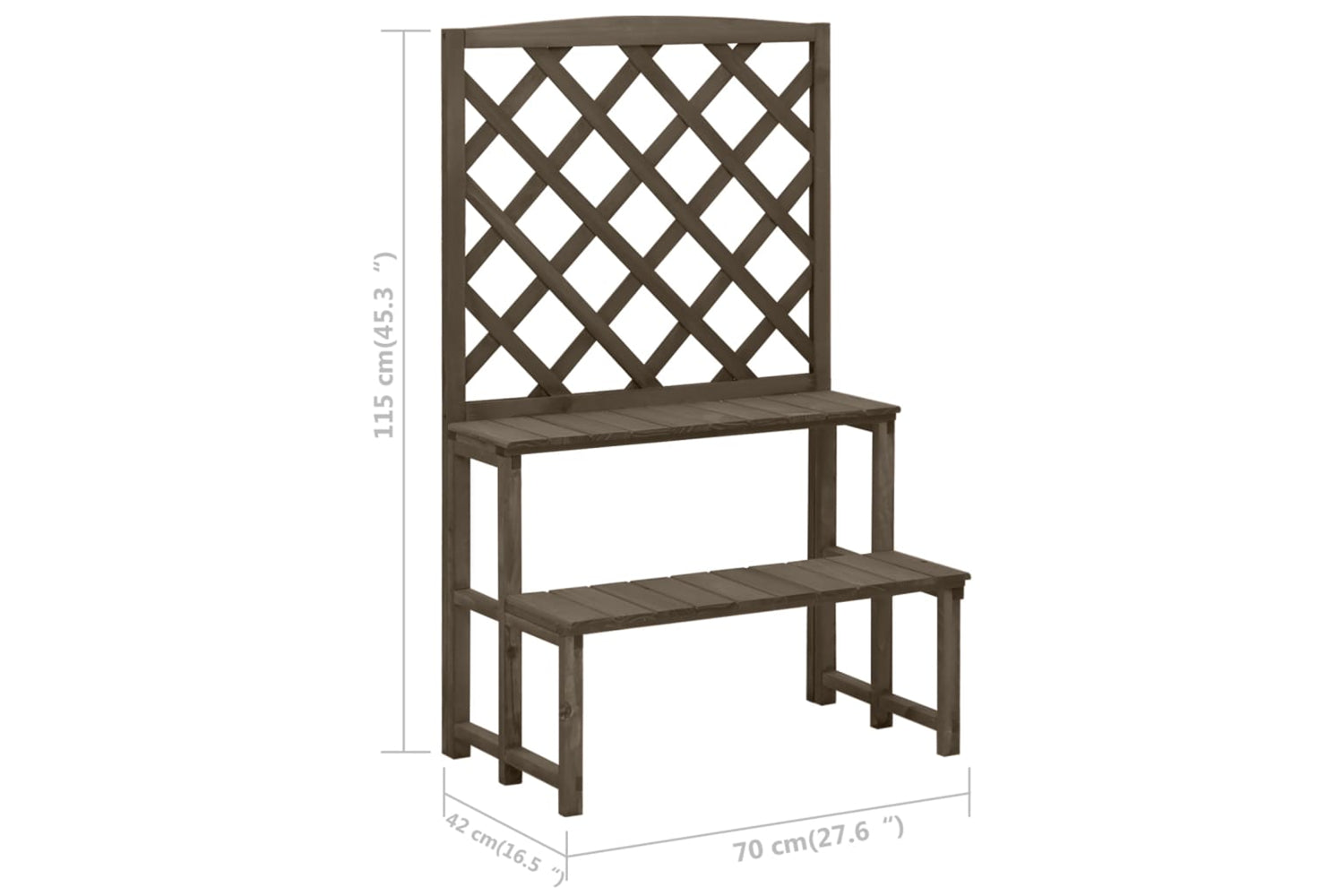 vidaXL 316414 Plant Stand With Trellis Grey 70x42x115cm Solid Fir Wood-6