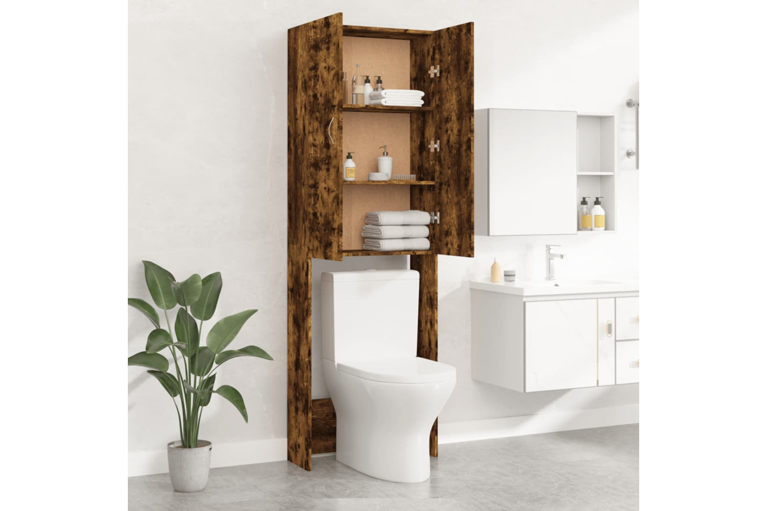 vidaXL Washing Machine Cabinet Smoked Oak 64x25.5x190cm-3