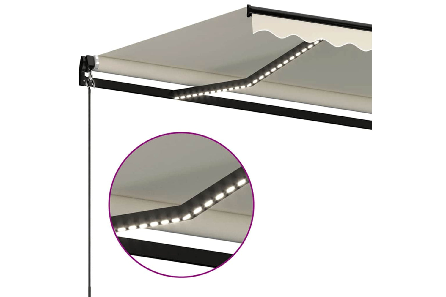 Vidaxl Manual Retractable Awning With Led 350x250 Cm Cream-3