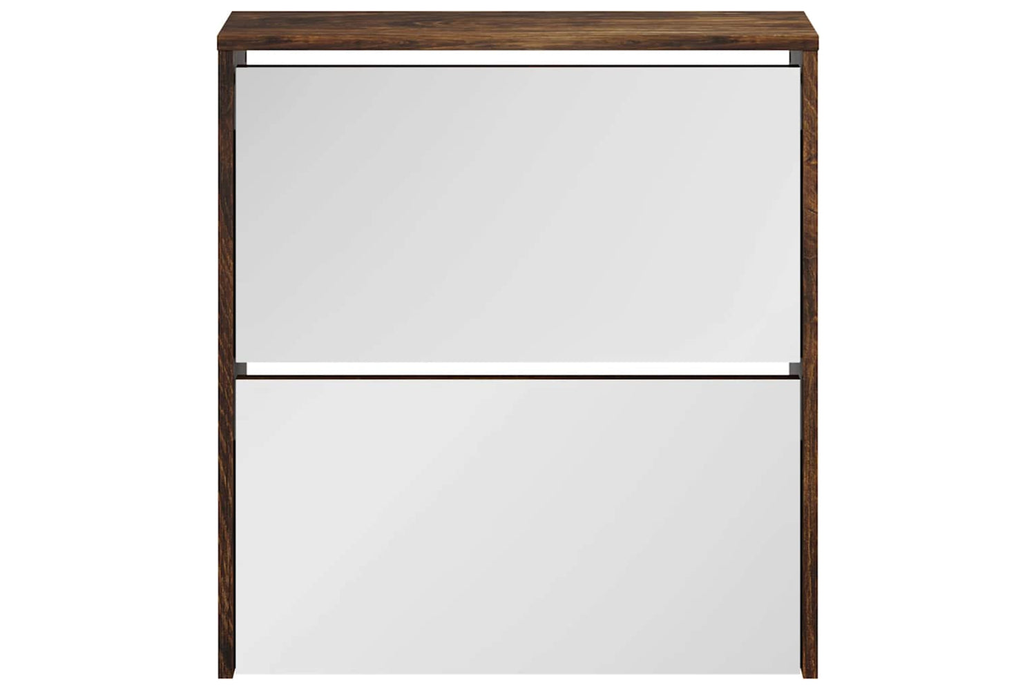 vidaXL 342632 Shoe Cabinet With Mirror 2-layer Smoked Oak 63x17x67cm-3