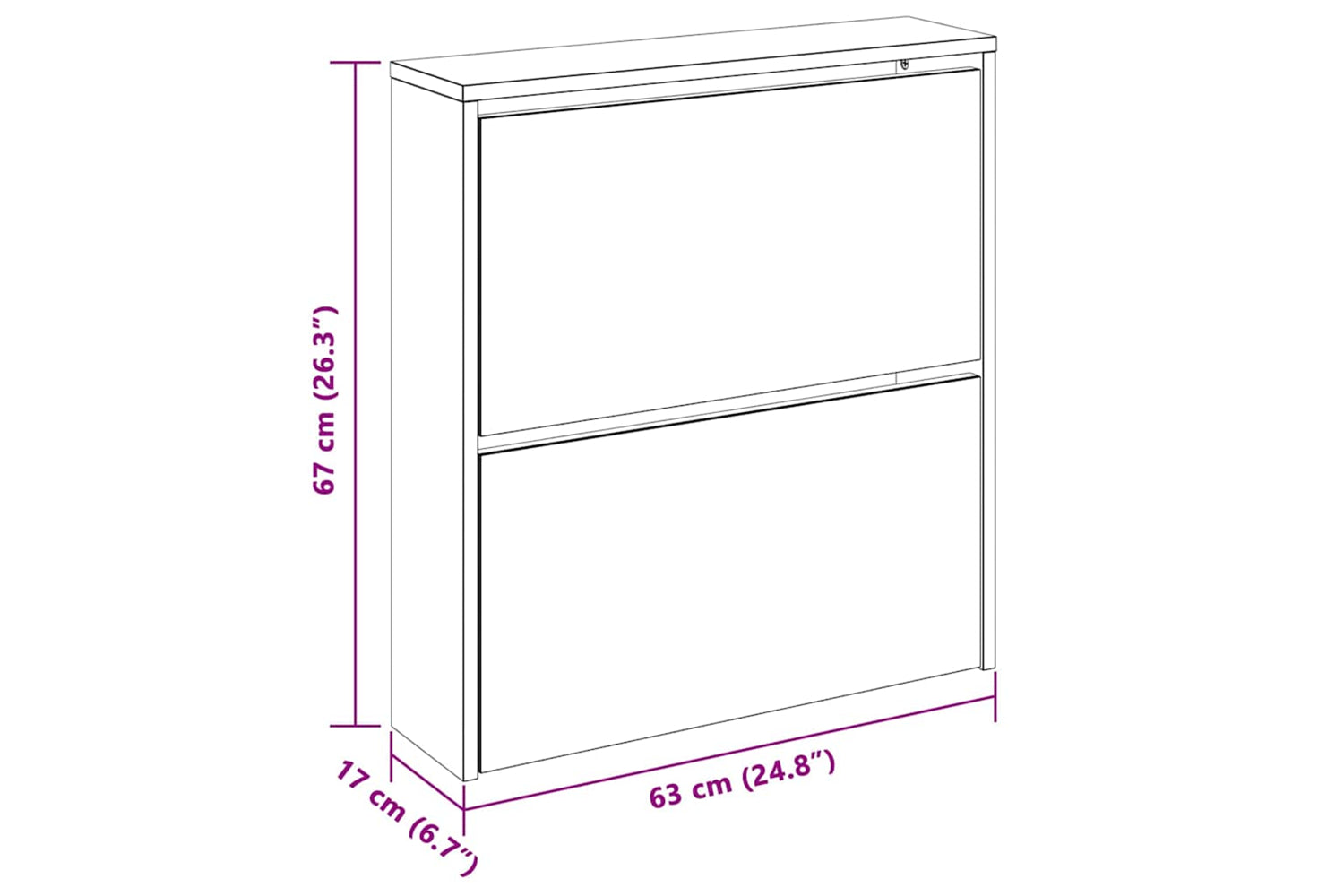 vidaXL 342632 Shoe Cabinet With Mirror 2-layer Smoked Oak 63x17x67cm-7