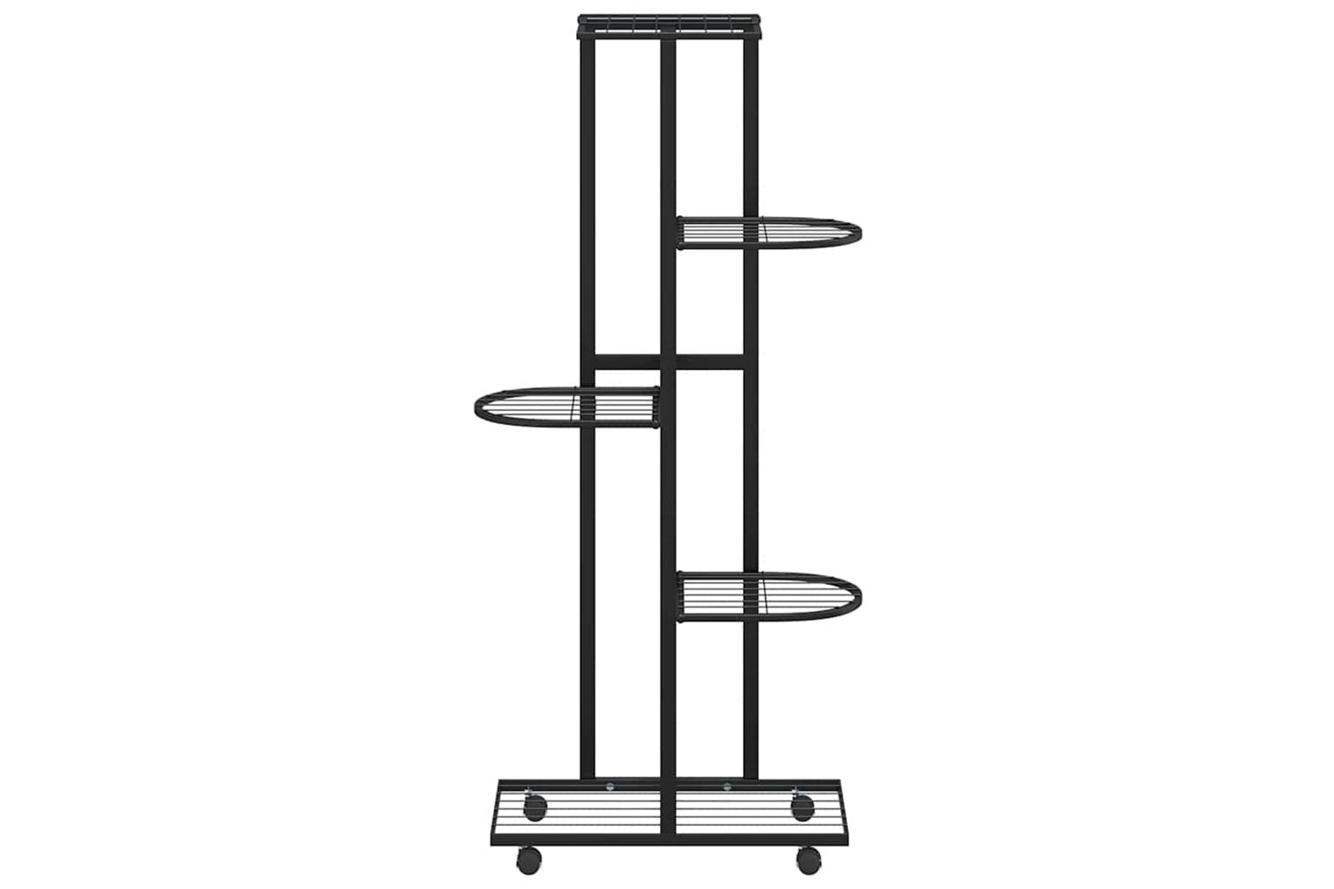 vidaXL 343117 5-floor Flower Stand With Wheels 44x23x100cm Black Iron-4
