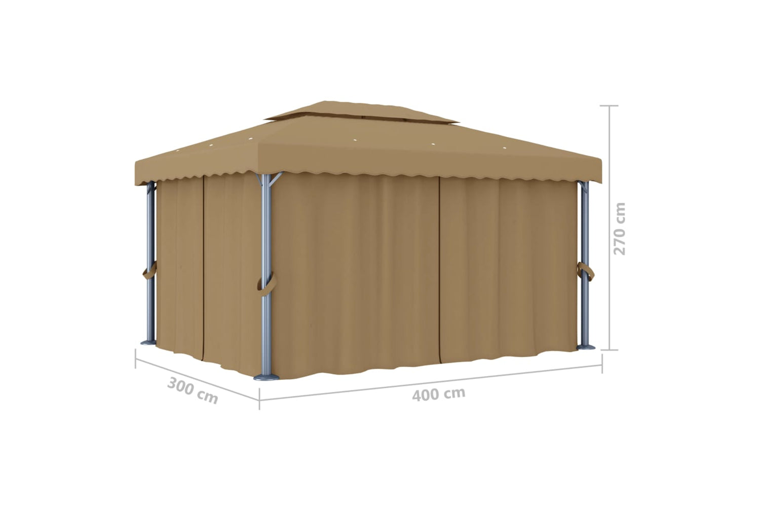 Vidaxl 3067050 Gazebo With Curtain 4x3 M Taupe Aluminium-7