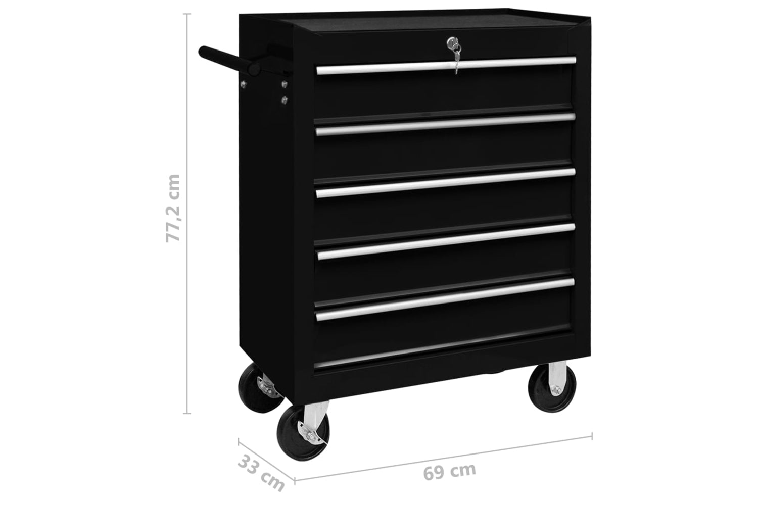 vidaXL 147172 Workshop Tool Trolley with 5 Drawers | Black-7
