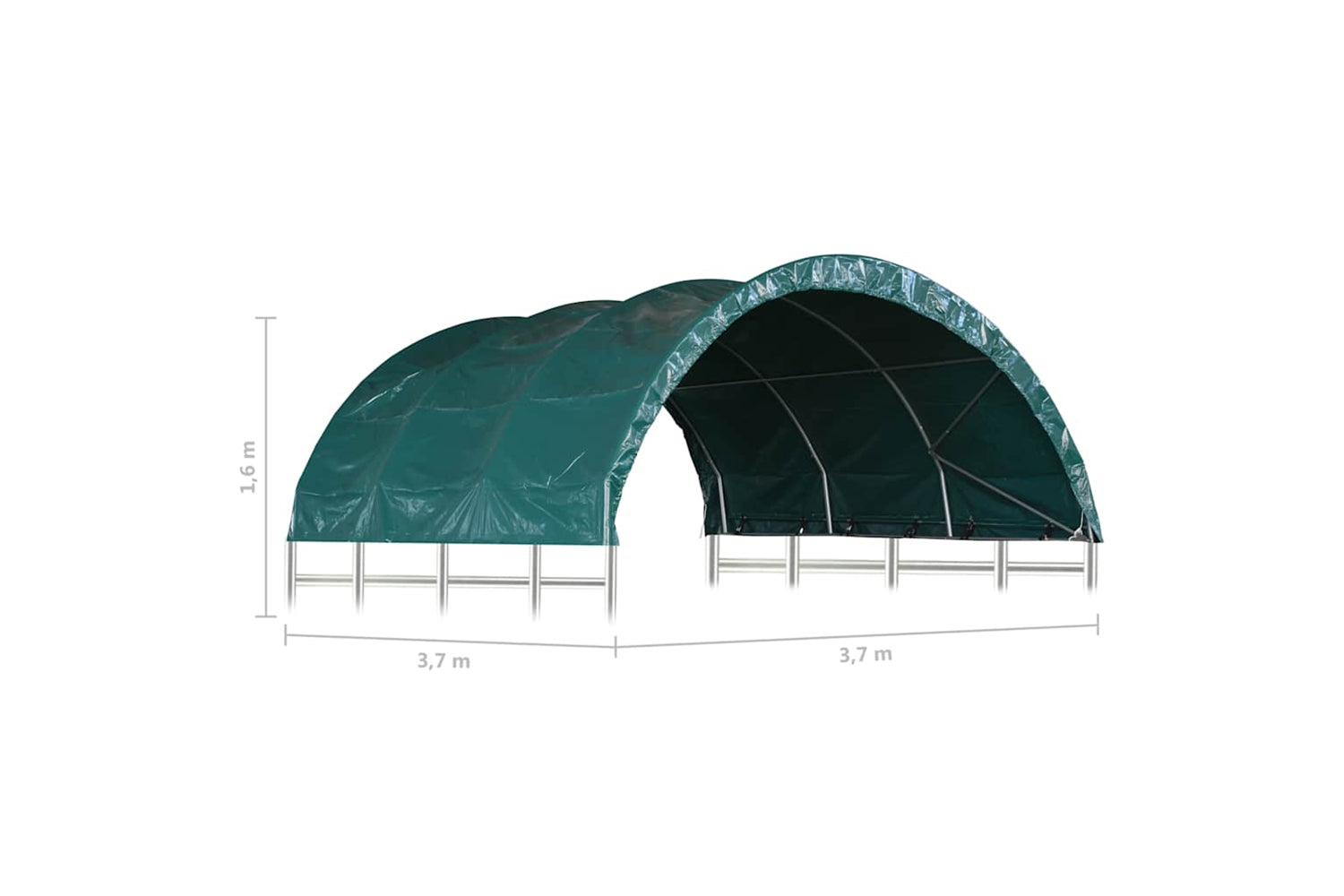 Vidaxl 3056433 Livestock Tent Pvc 3.7x3.7 M Green-7