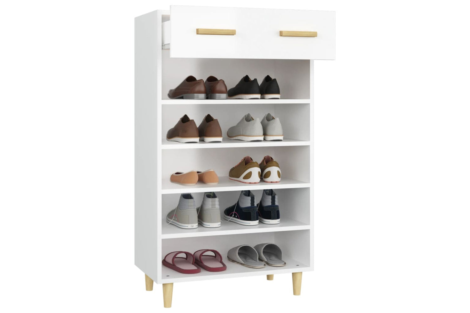 vidaXL 812786 Shoe Cabinet High Gloss White 60x35x105cm Engineered Wood-4