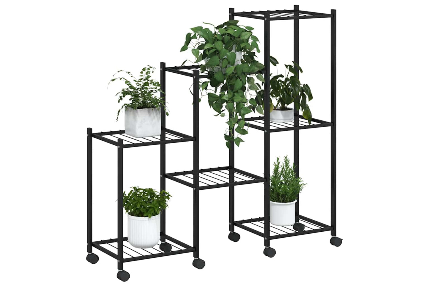 vidaXL 343130 Flower Stand With Wheels 83x25x83.5cm Black Iron-3