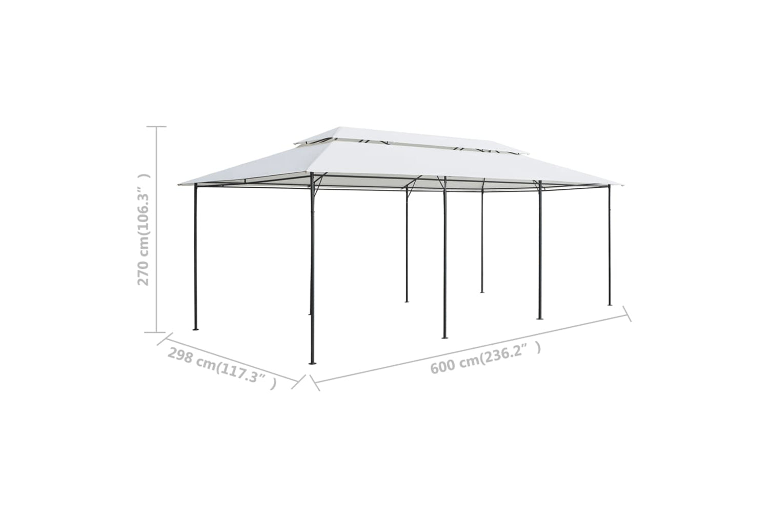 vidaXL 310073 Gazebo With Curtains 600x298x270cm White 180g/mÂ²-7