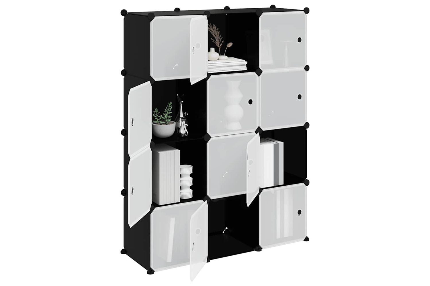 Vidaxl 340556 Storage Cube Organiser With 12 Cubes And Doors Black Pp-3