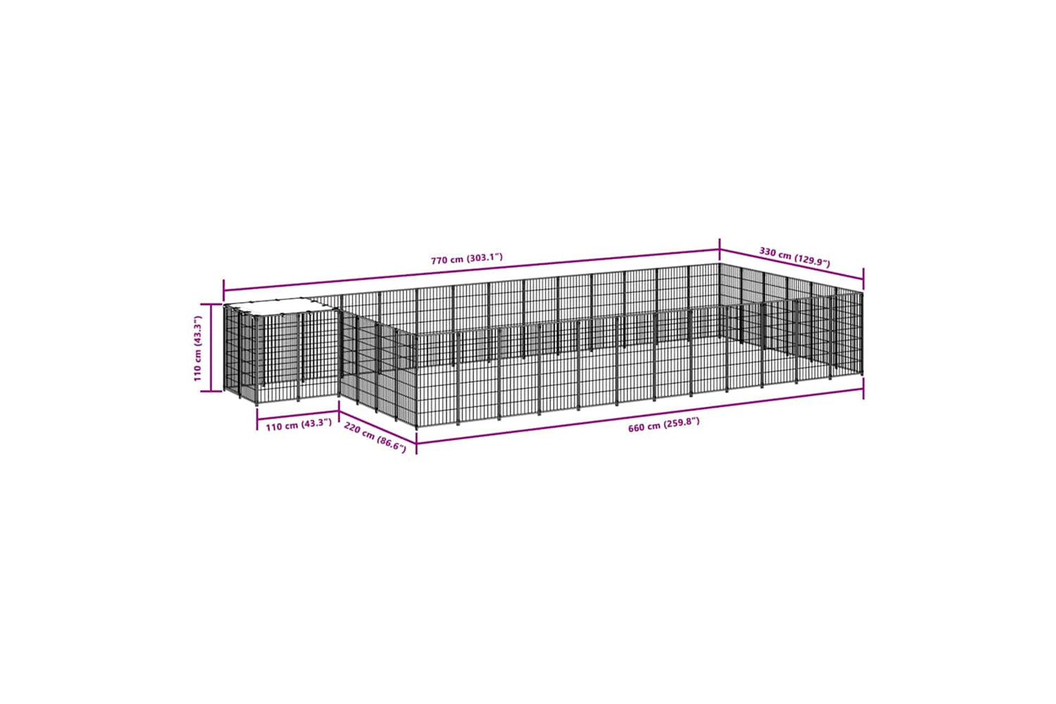 Vidaxl 3082216 Dog Kennel Black 22.99 M2 Steel-6