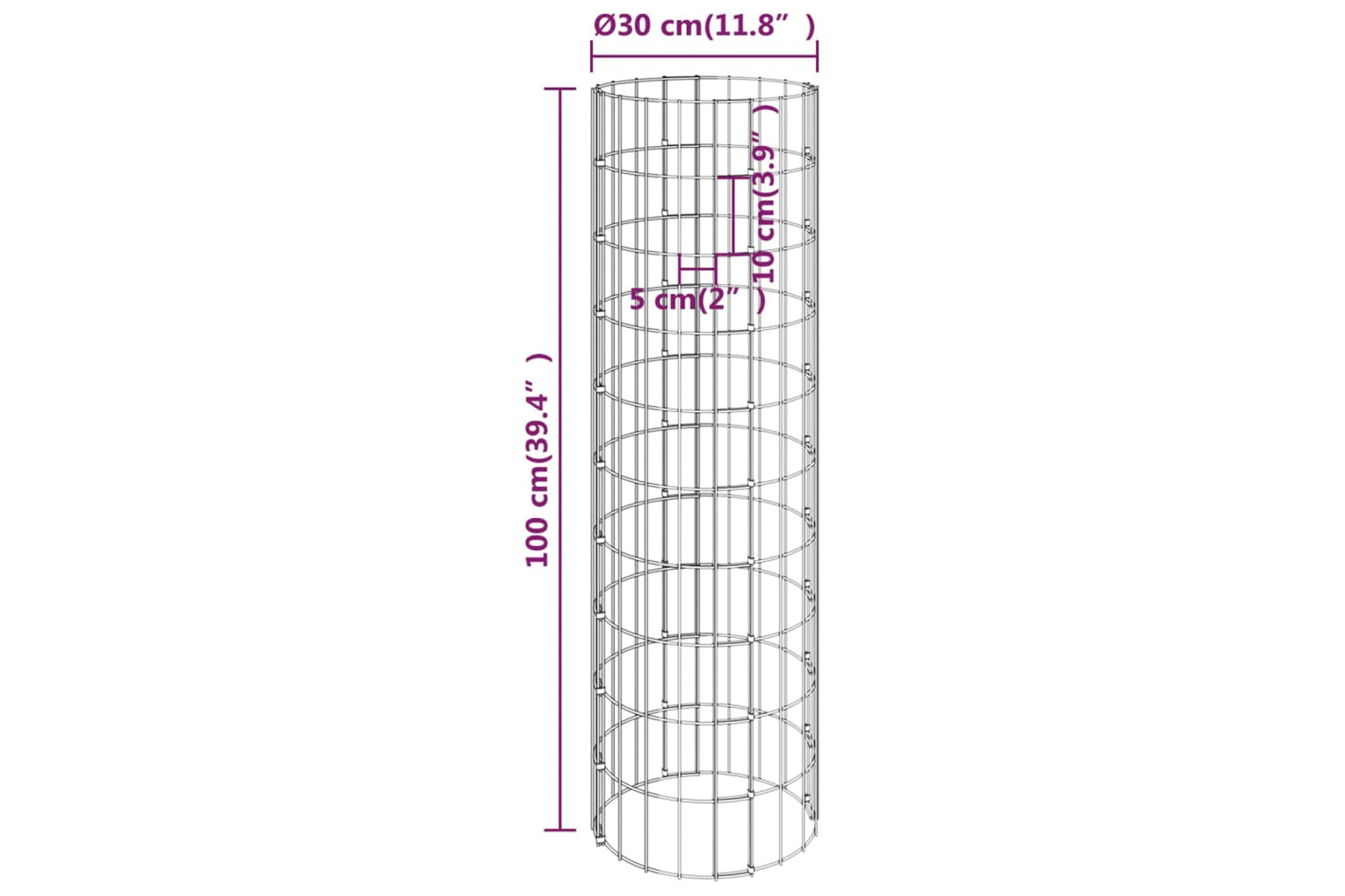 vidaXL 152023 Circular Gabion Raised Beds 4 Pcs ÃƒÂƒÃ‚Â˜30x50/100/150/200cm-5