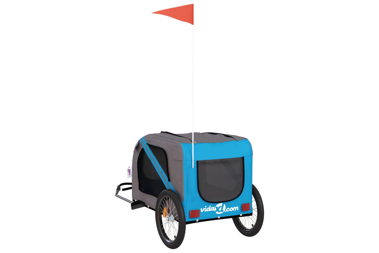 Vidaxl 93883 Pet Bike Trailer Blue And Grey Oxford Fabric And Iron-7