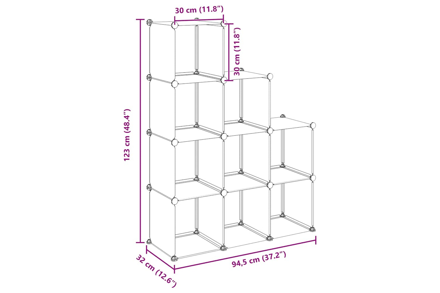 Vidaxl 340547 Storage Cube Organiser With 9 Cubes Black Pp-8