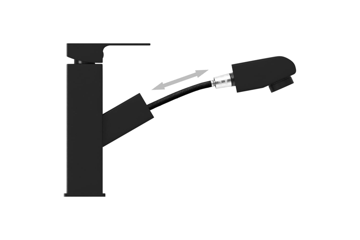 vidaXL 149076 Bathroom Basin Faucet With Pull-out Function Black 157x172mm-4