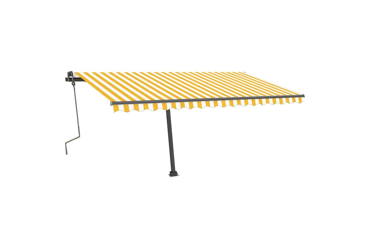 Vidaxl Freestanding Manual Retractable Awning 400x300 Cm Yellow/white-4