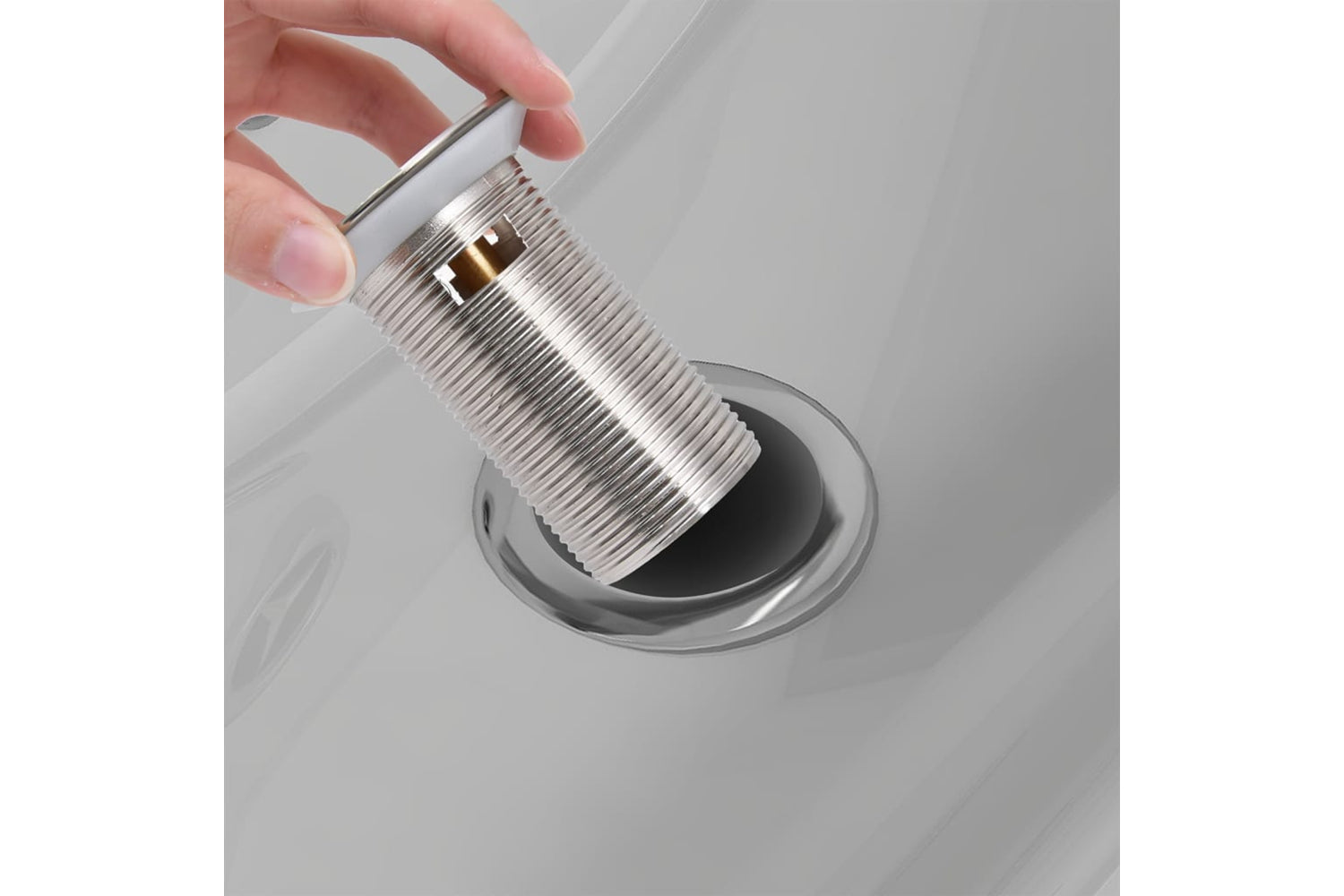 vidaXL 149055 Push Drain With Overflow Function Chrome 6.4x6.4x9.1cm-4