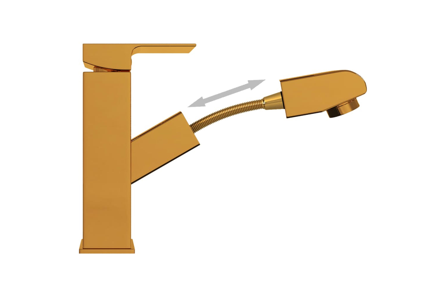 vidaXL 149077 Bathroom Basin Faucet With Pull-out Function Gold 157x172mm-4