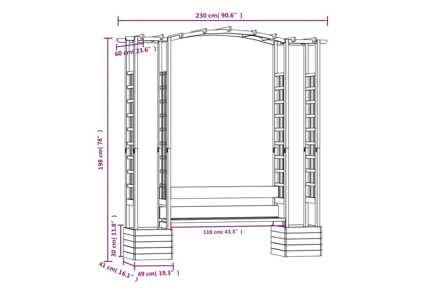 Vidaxl 318566 Garden Pergola With Bench&planters Impregnated Solid Wood Pine-5