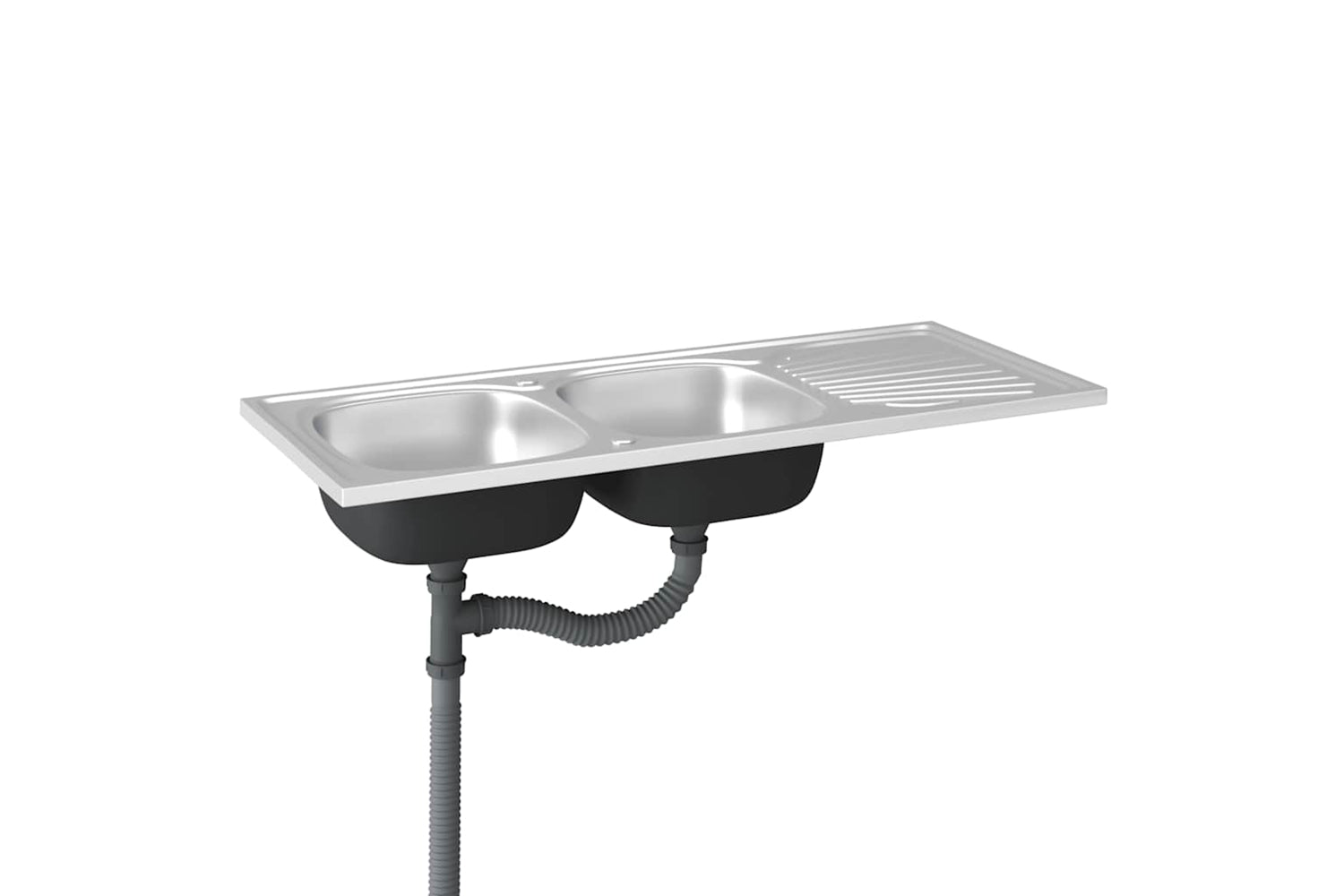 Vidaxl 147238 Kitchen Sink With Double Sinks Silver 1200x500x155 Mm Stainless Steel-4