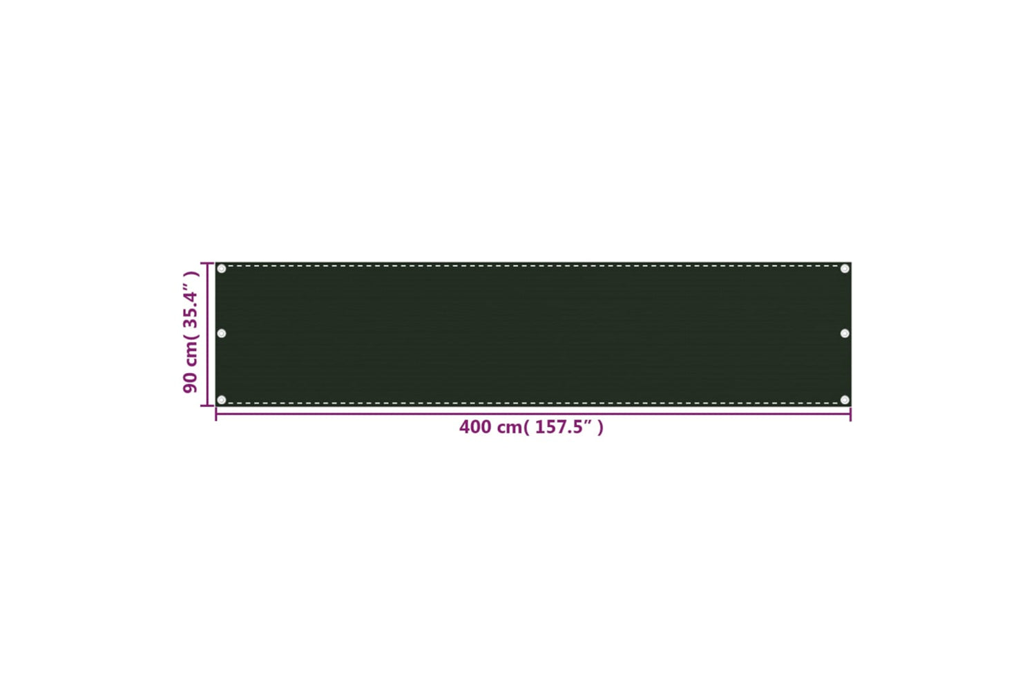 vidaXL 310973 Balcony Screen Dark Green 90x400cm Hdpe-5