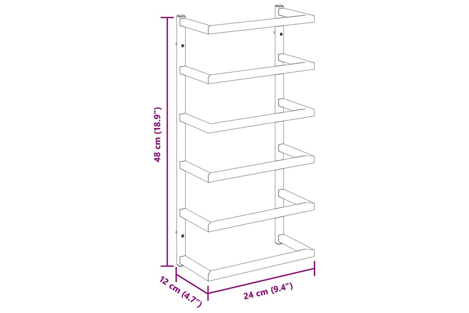 vidaXL 336124 Towel Rack White 24x12x48cm Steel-7