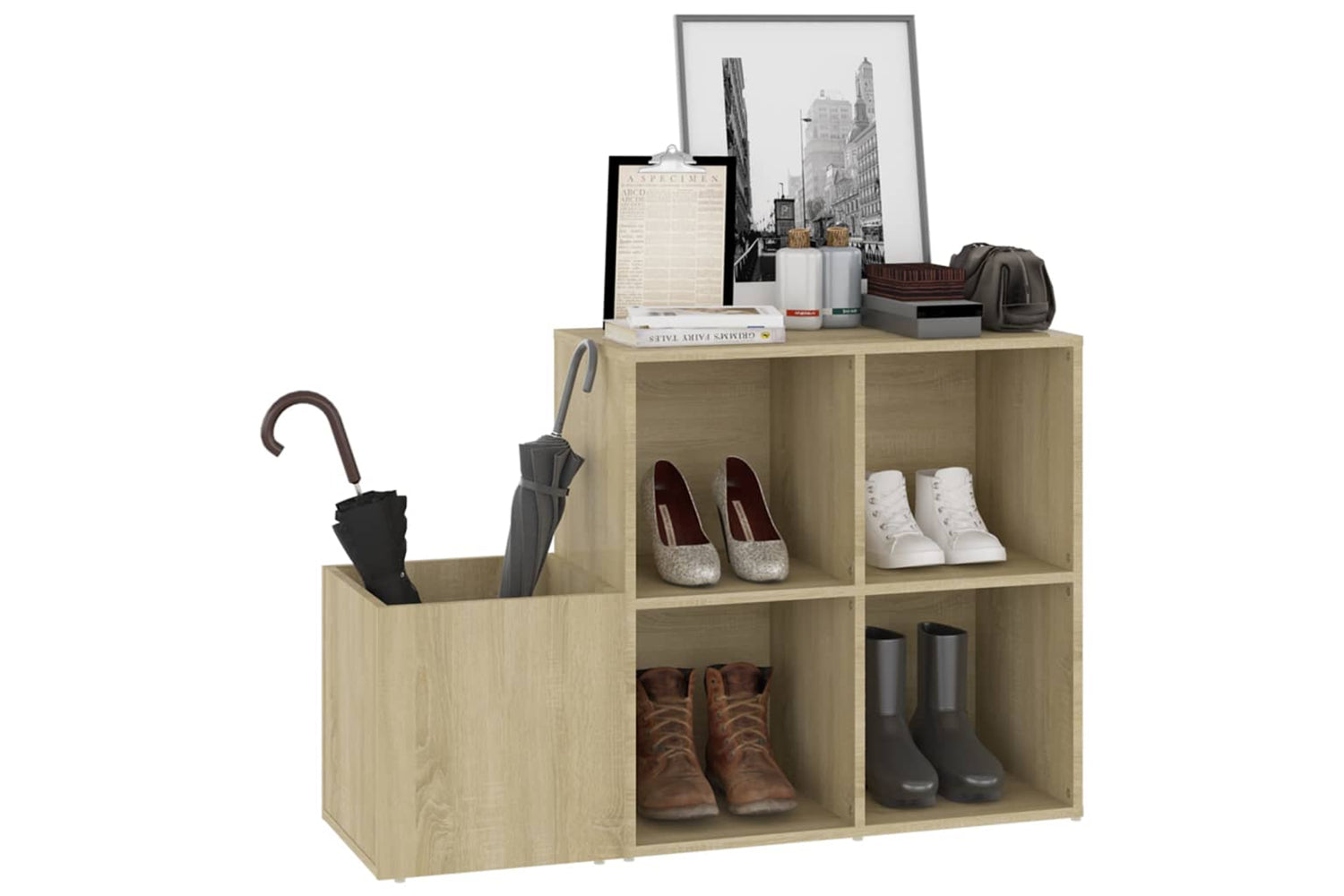 vidaXL 808254 Hall Shoe Cabinet Sonoma Oak 105x35.5x70cm Engineered Wood-3