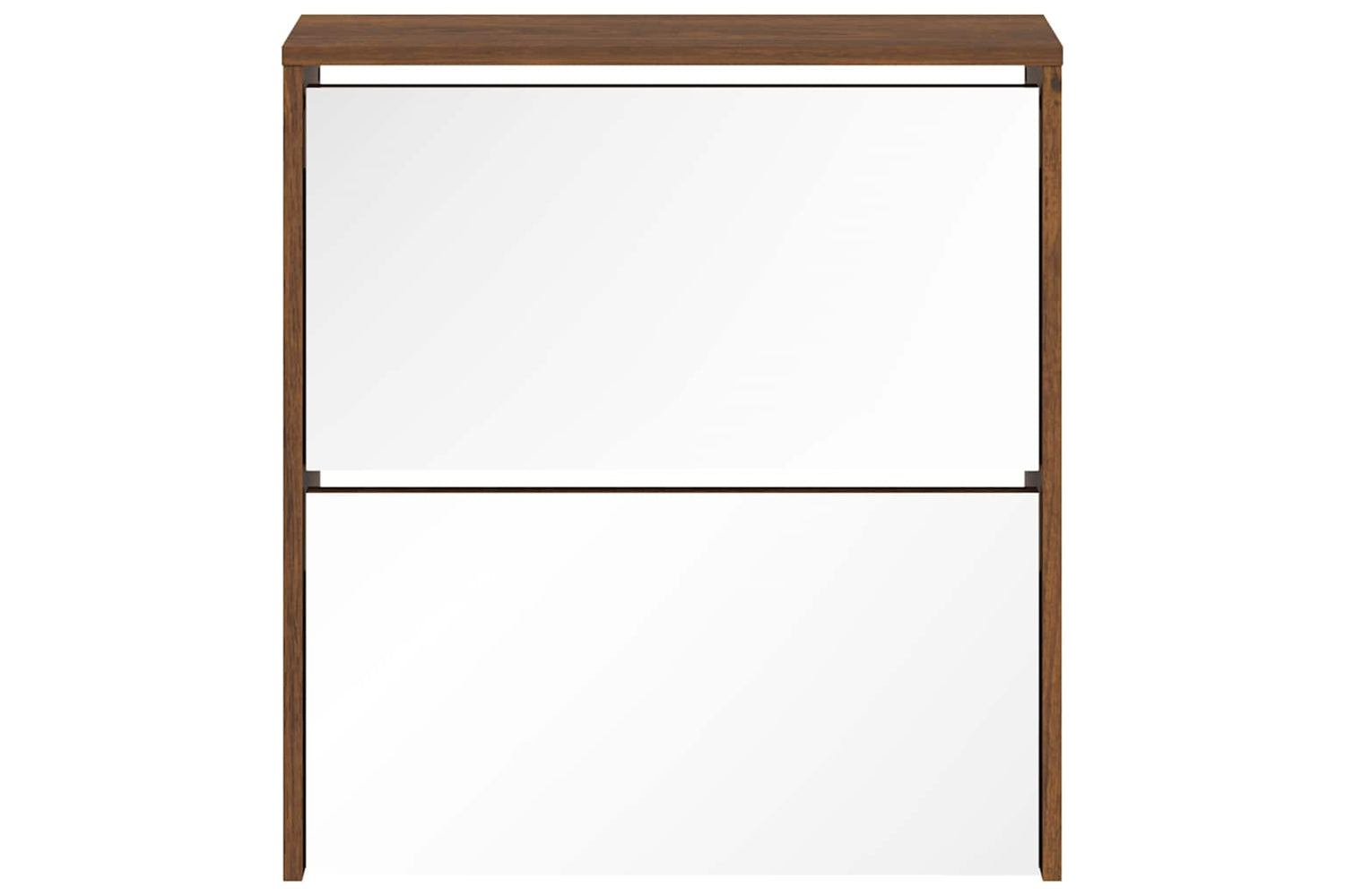 vidaXL 342634 Shoe Cabinet With Mirror 2-layer Brown Oak 63x17x67cm-3