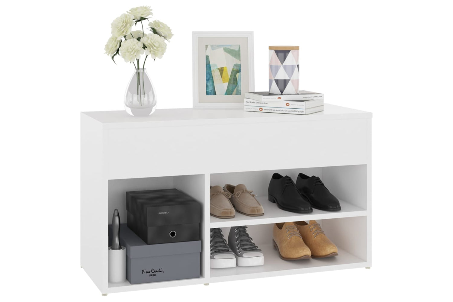 vidaXL 808747 Shoe Bench White 80x30x45cm Engineered Wood-6