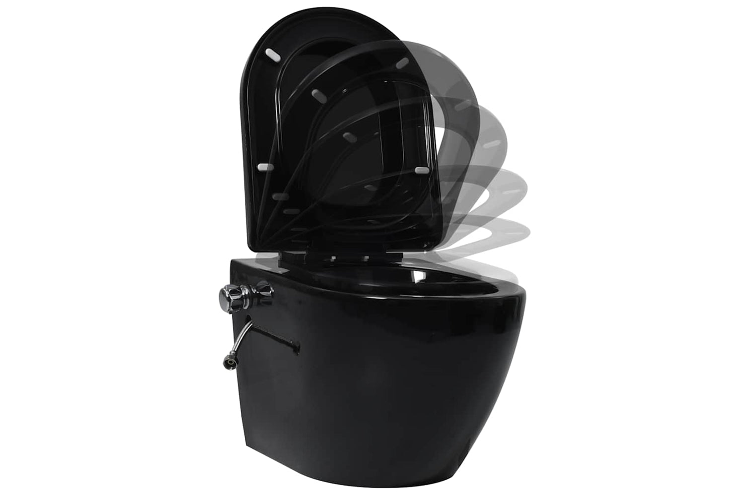 Vidaxl Wall Hung Rimless Toilet With Concealed Cistern Ceramic Black-4