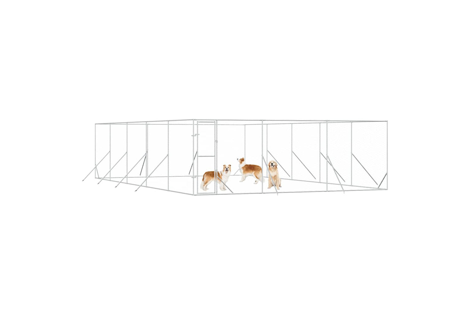 Vidaxl 3190461 Outdoor Dog Kennel Silver 6x10x2 M Galvanised Steel-3