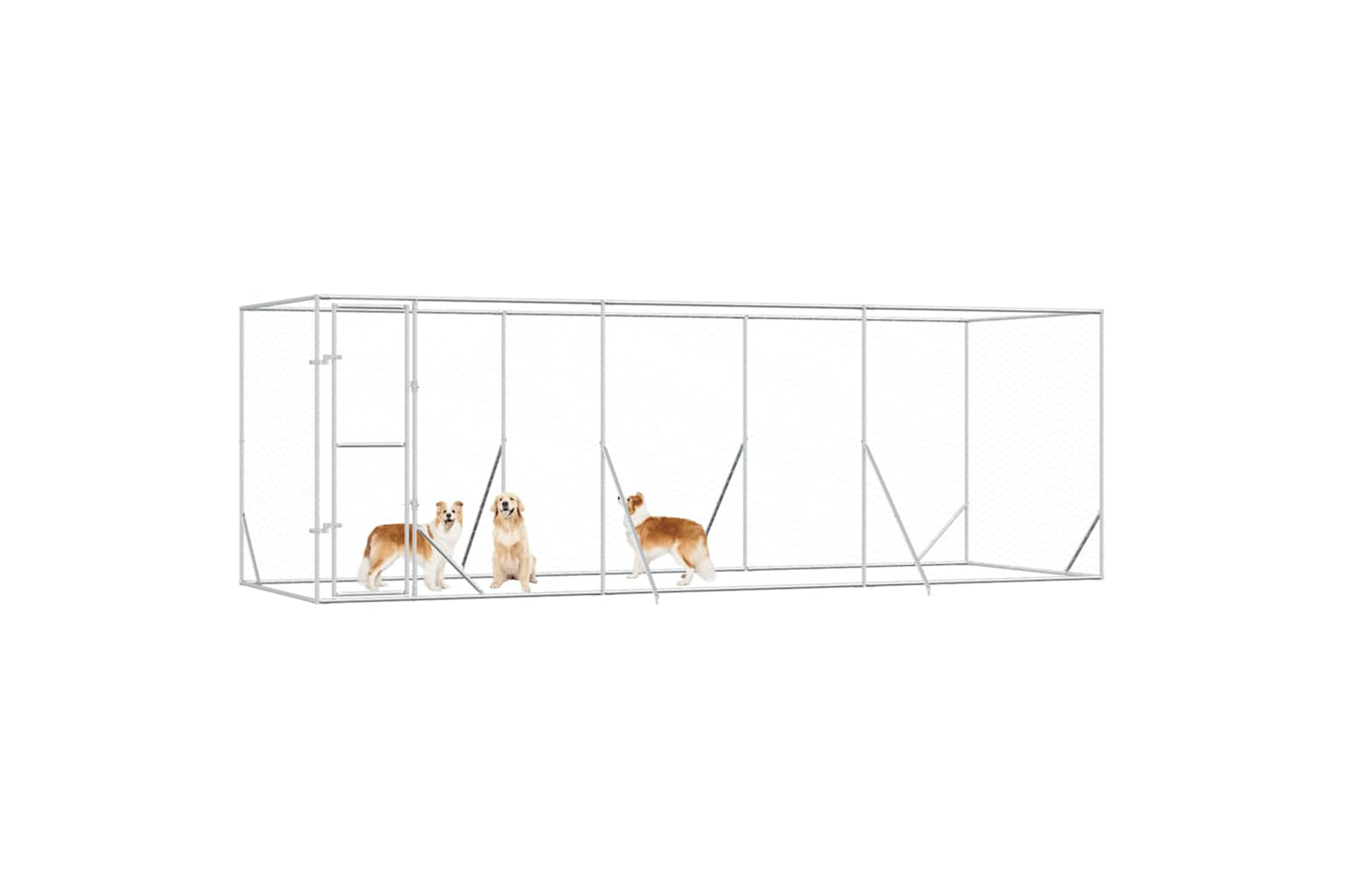 Vidaxl 3190459 Outdoor Dog Kennel Silver 6x2x2 M Galvanised Steel-3