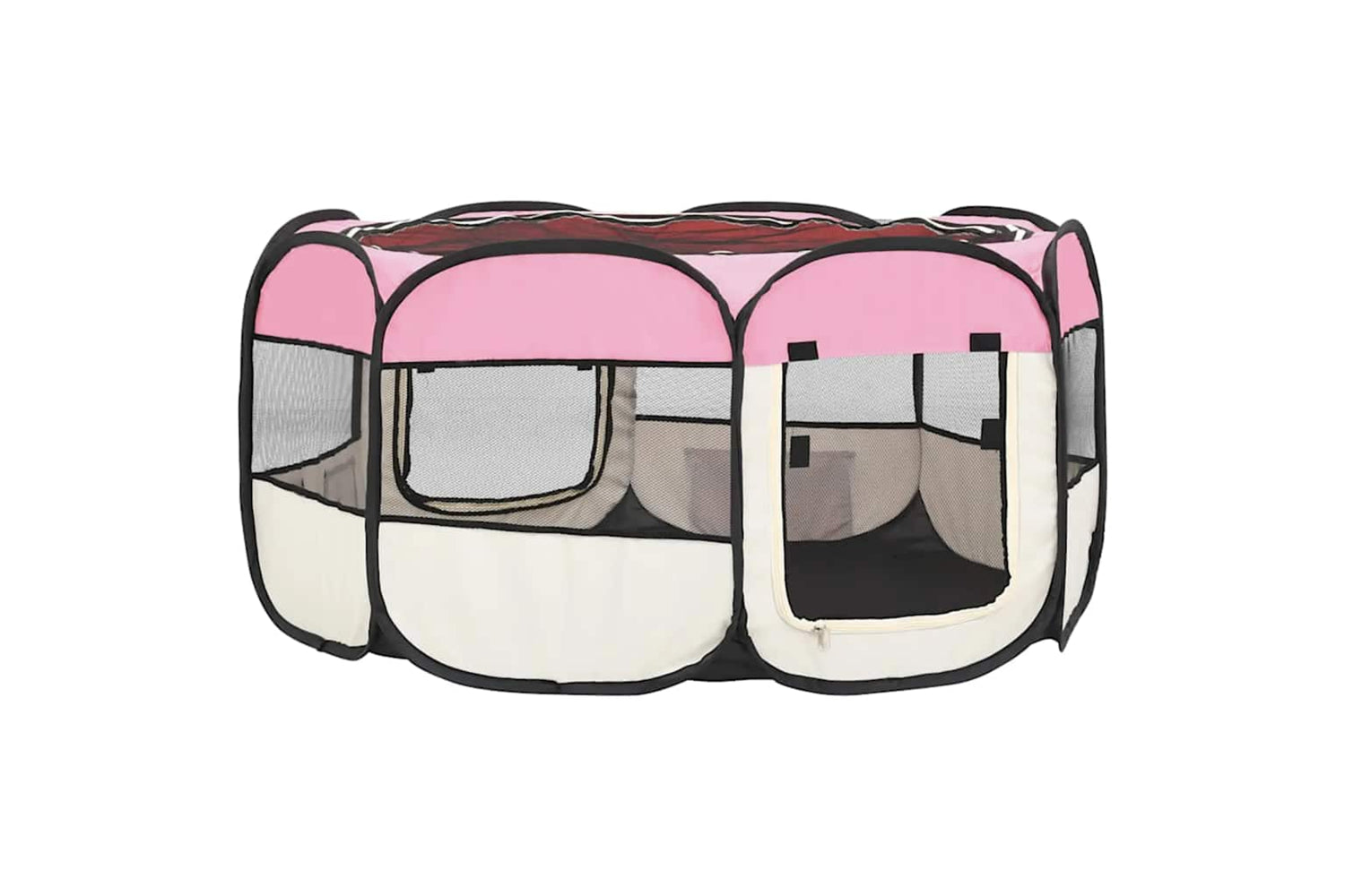 Vidaxl Foldable Dog Playpen With Carrying Bag Pink 145x145x61 Cm-4