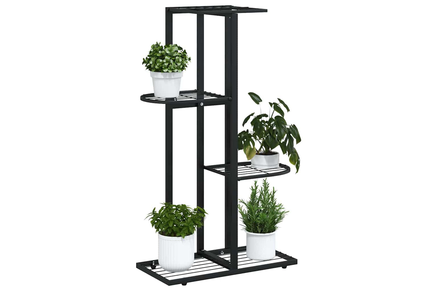 vidaXL 336108 4-floor Flower Stand 43x22x76cm Black Metal-3