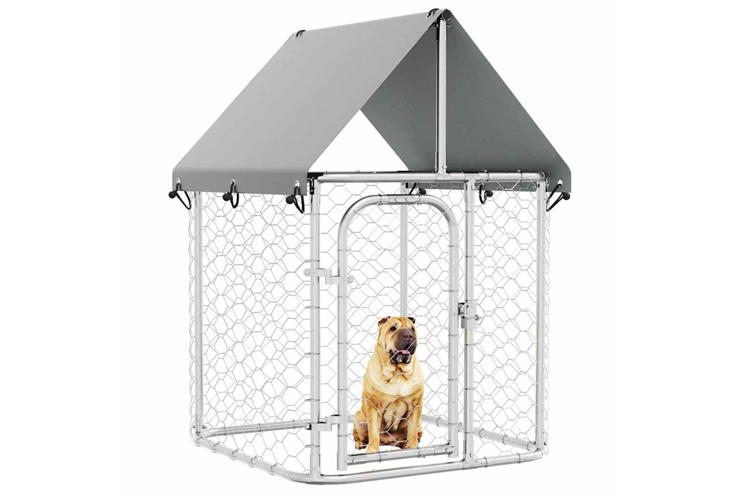 Vidaxl Outdoor Dog Kennel With Roof 100x100x150 Cm-3