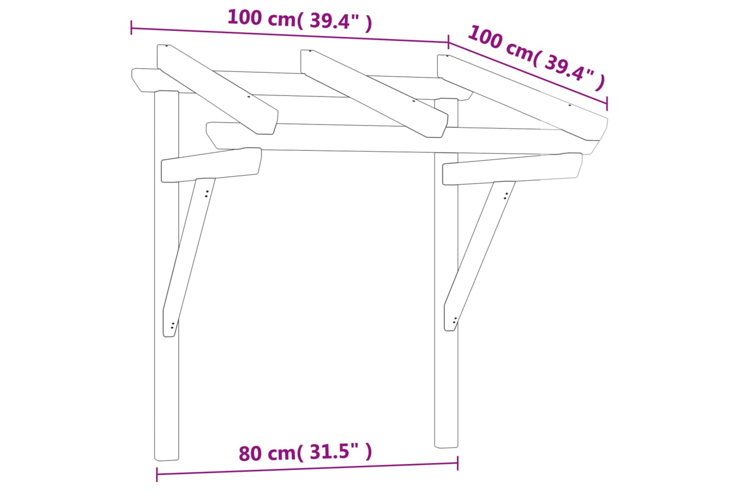 vidaXL 318569 Door Canopy 100x100x100cm Impregnated Solid Wood Pine-6