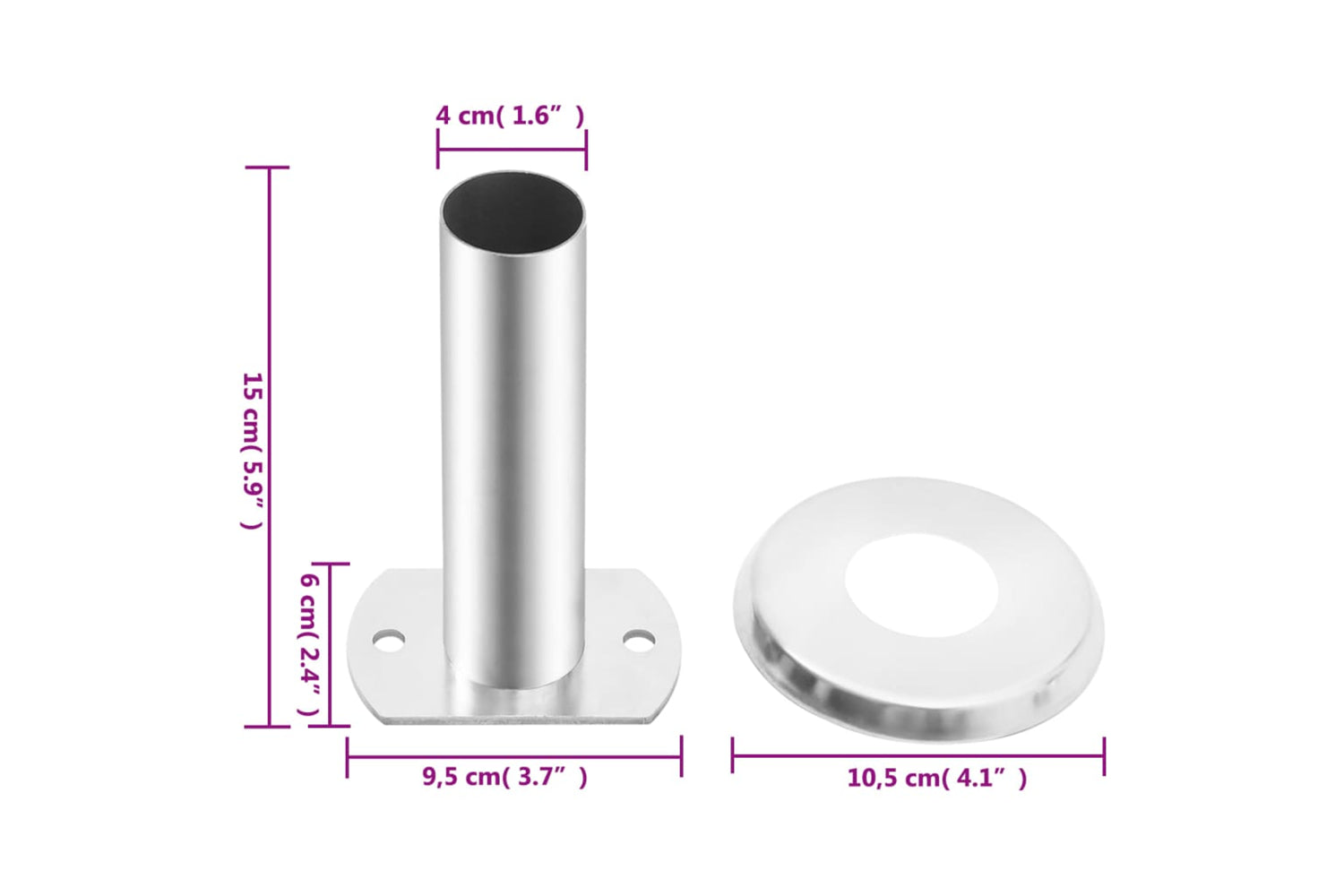 Vidaxl 93465 Pool Ladder Handrail Brackets 2 Pcs 304 Stainless Steel-5