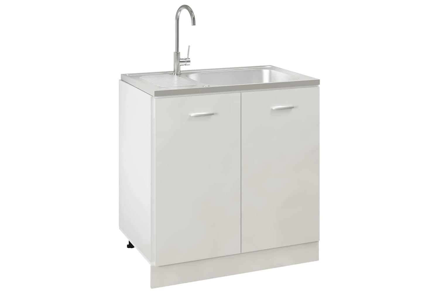 Vidaxl 147232 Kitchen Sink With Drainer Set Silver 800x500x155 Mm Stainless Steel-3