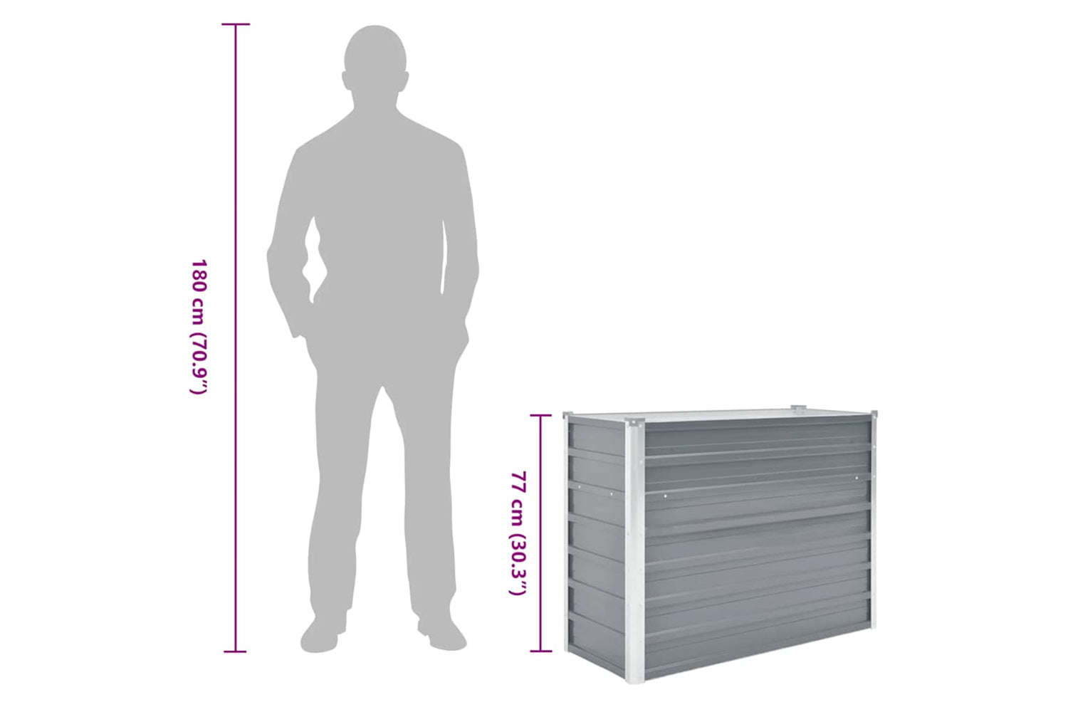 Vidaxl Garden Raised Bed Galvanised Steel 100x40x77 Cm Grey-7