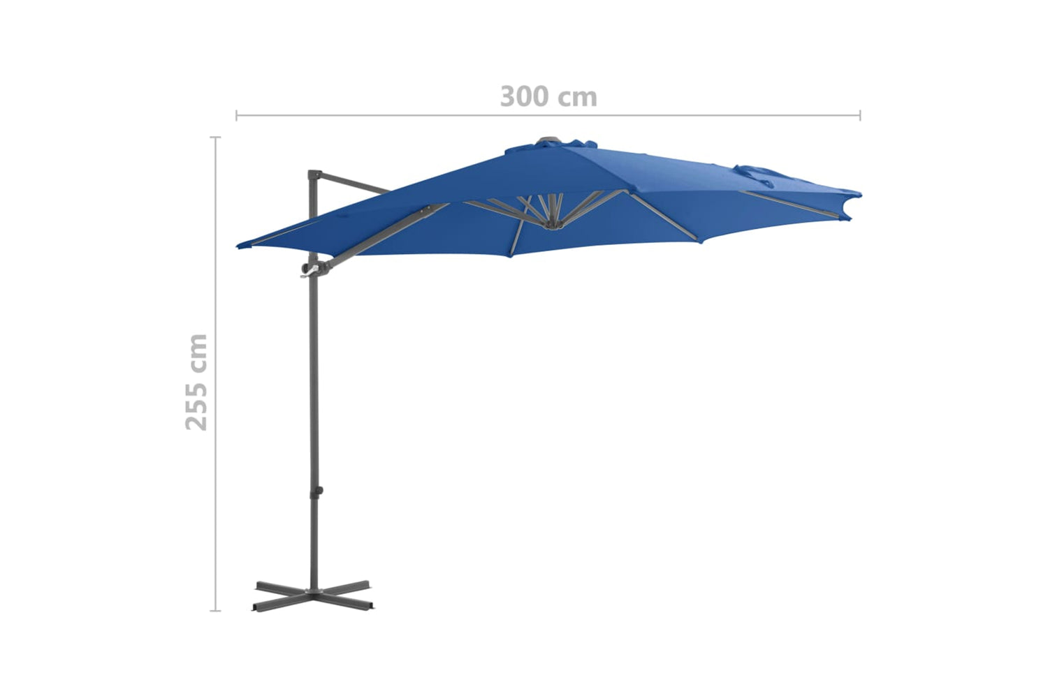 vidaXL 46999 Cantilever Umbrella With Steel Pole Azure Blue 300cm-9