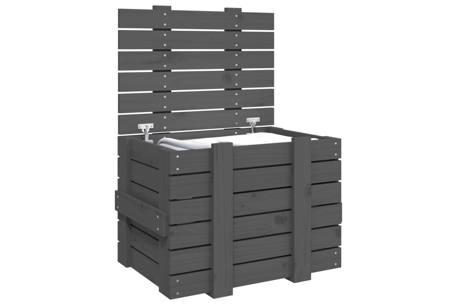 vidaXL 824995 Storage Box Grey 58x40.5x42cm Solid Wood Pine-4