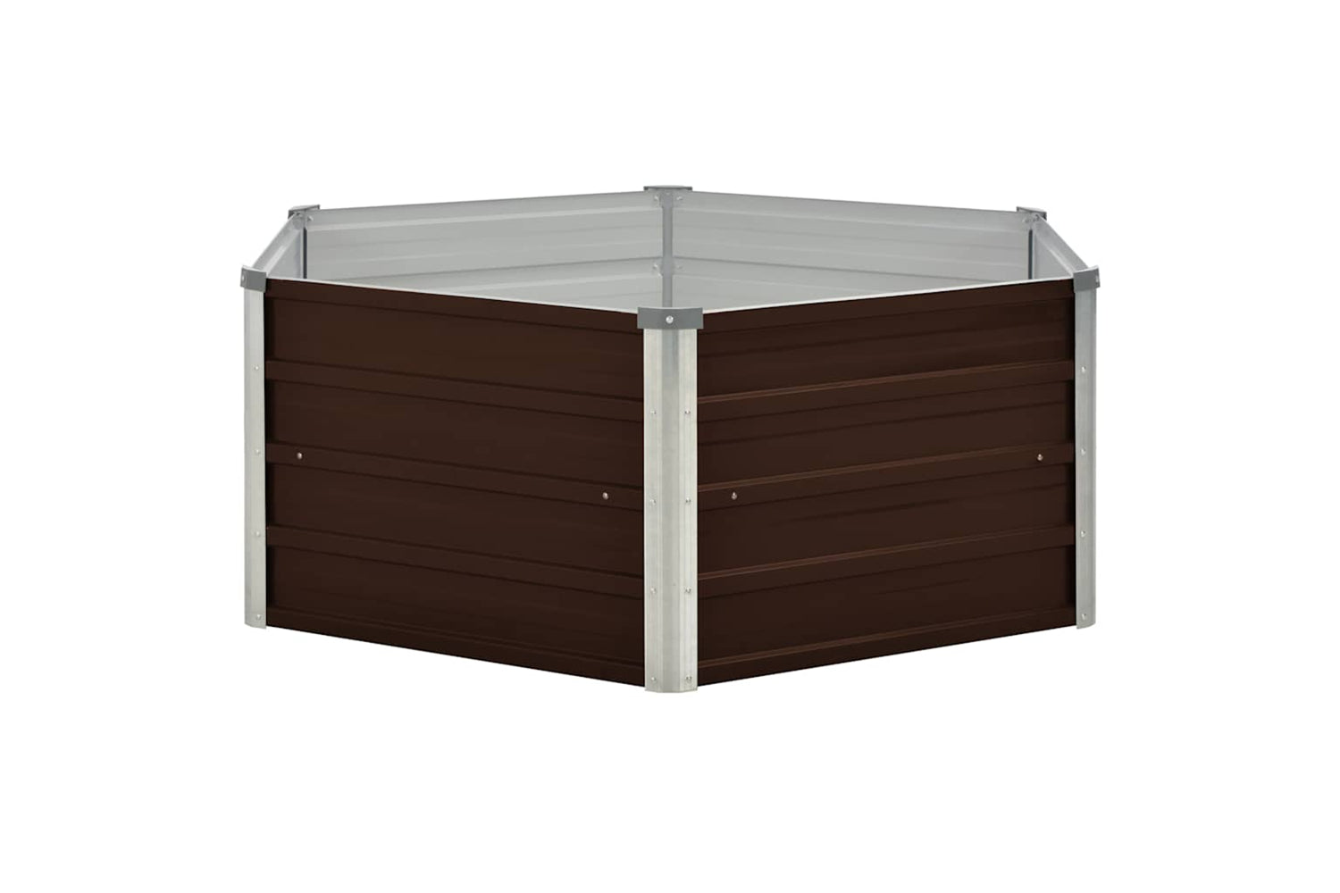 Vidaxl Raised Garden Bed Brown 129x129x46 Cm Galvanised Steel-3