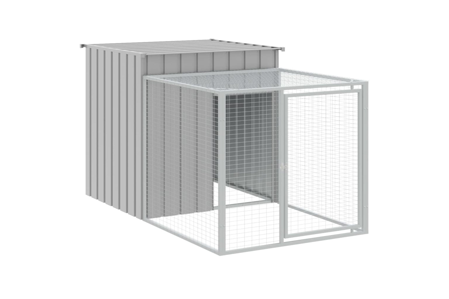 vidaXL 3189094 Chicken Cage With Run Light Grey 110x405x110cm Galvanised Steel-5