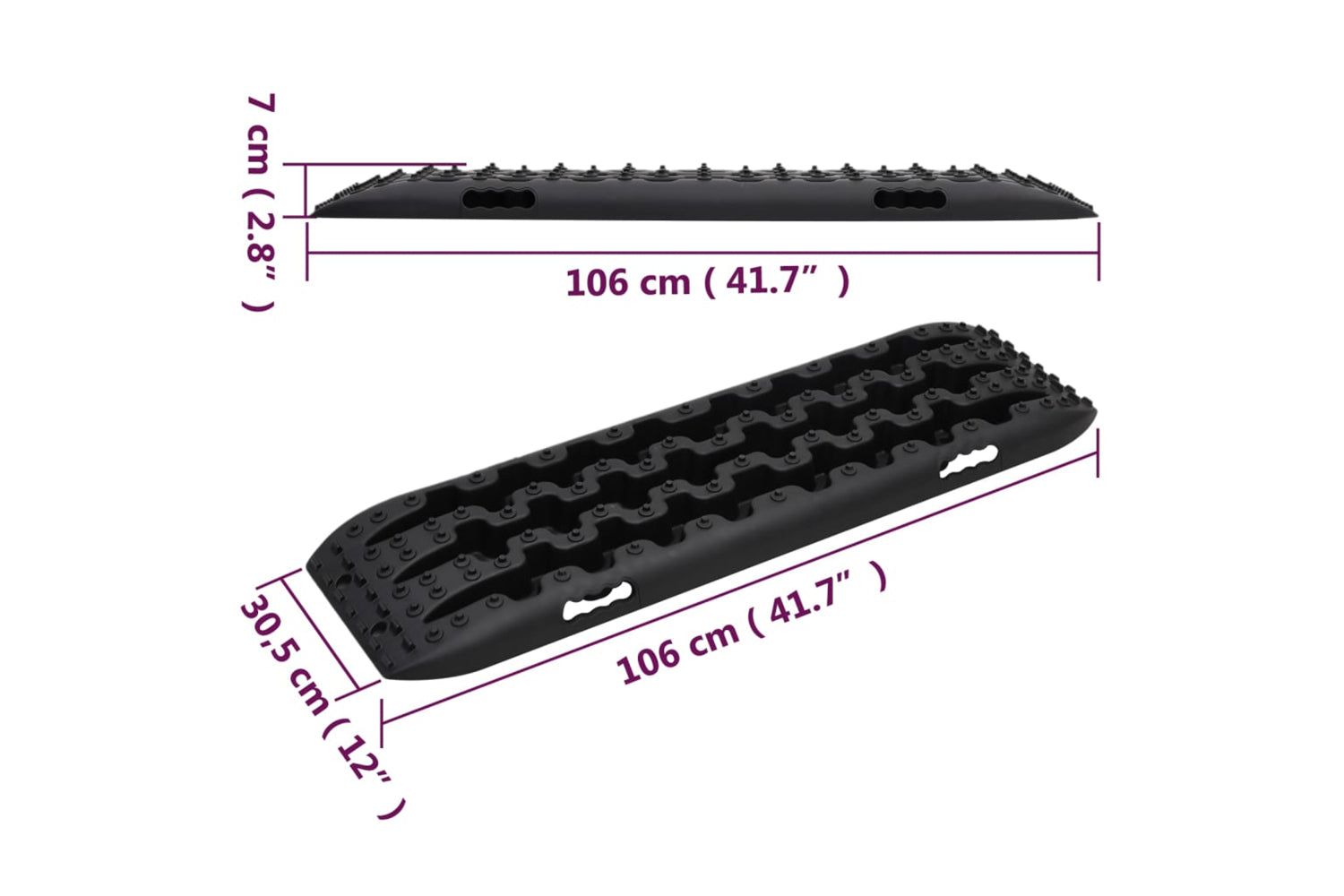 vidaXL 210774 Traction Boards 2 Pcs Black 106x30.5x7cm Nylon-8