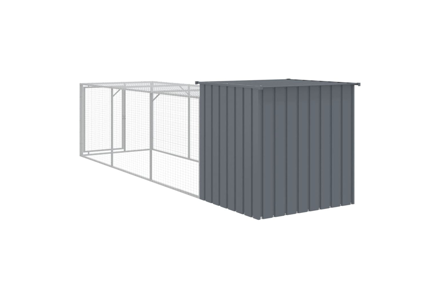 vidaXL 3189089 Chicken Cage With Run Anthracite 110x405x110cm Galvanised Steel-4