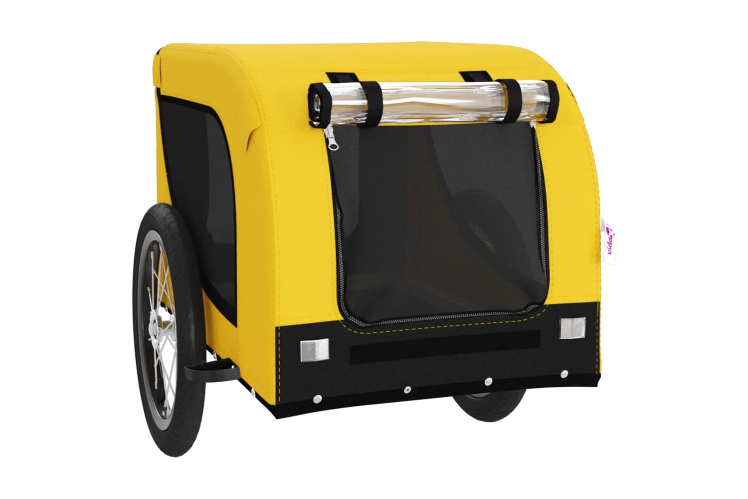 Vidaxl 94001 Pet Bike Trailer Yellow And Black Oxford Fabric And Iron-2