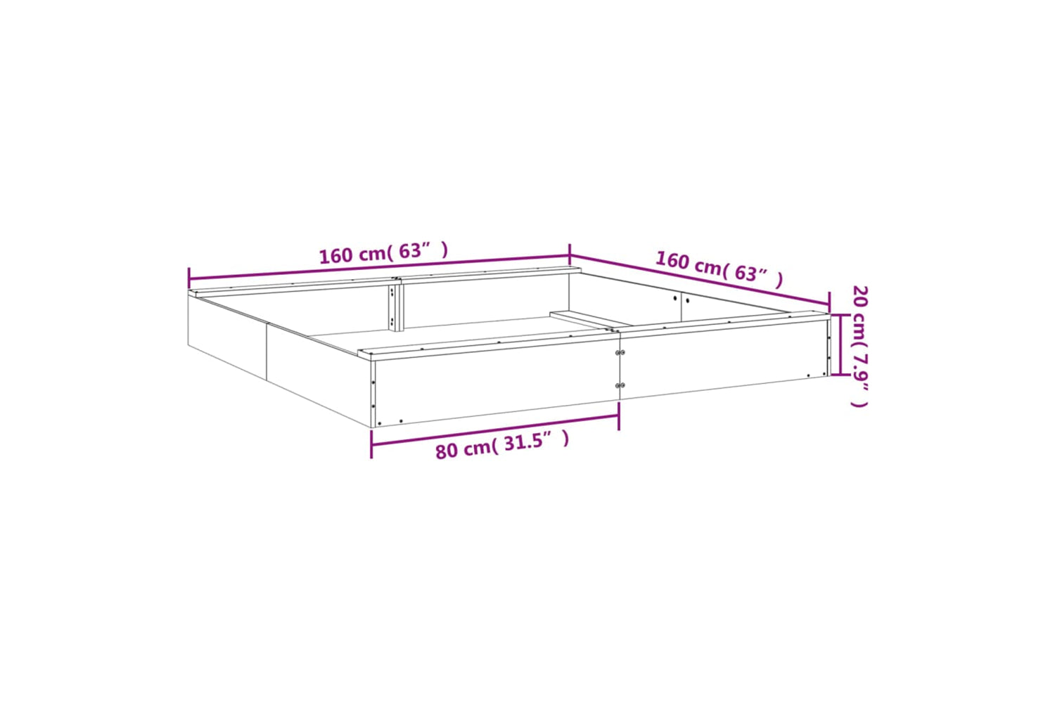 vidaXL 825042 Sandbox With Seats Square Solid Wood Douglas-8