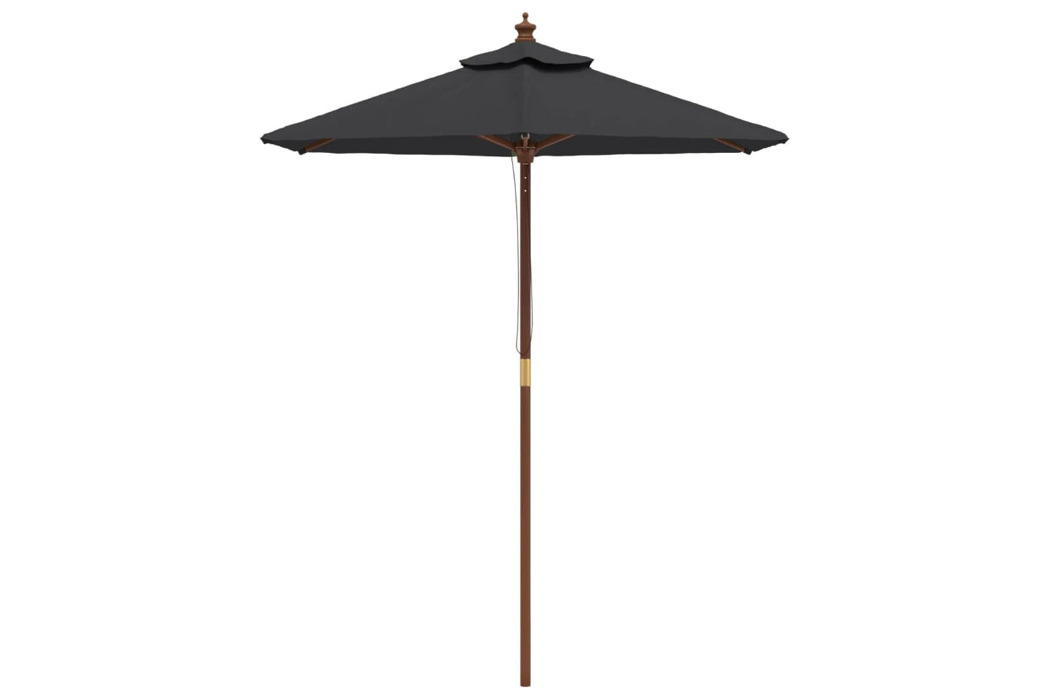 vidaXL 363165 Garden Parasol With Wooden Pole Black 196x231cm-2