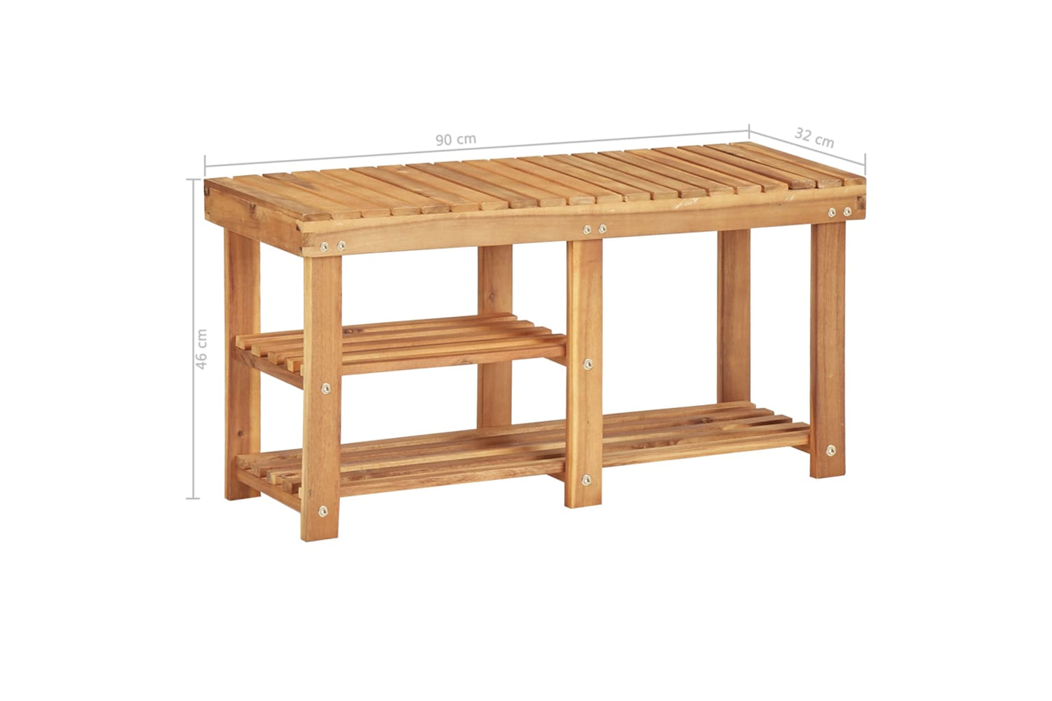vidaXL 45932 Shoe Rack 90x32x46cm Solid Acacia Wood-5