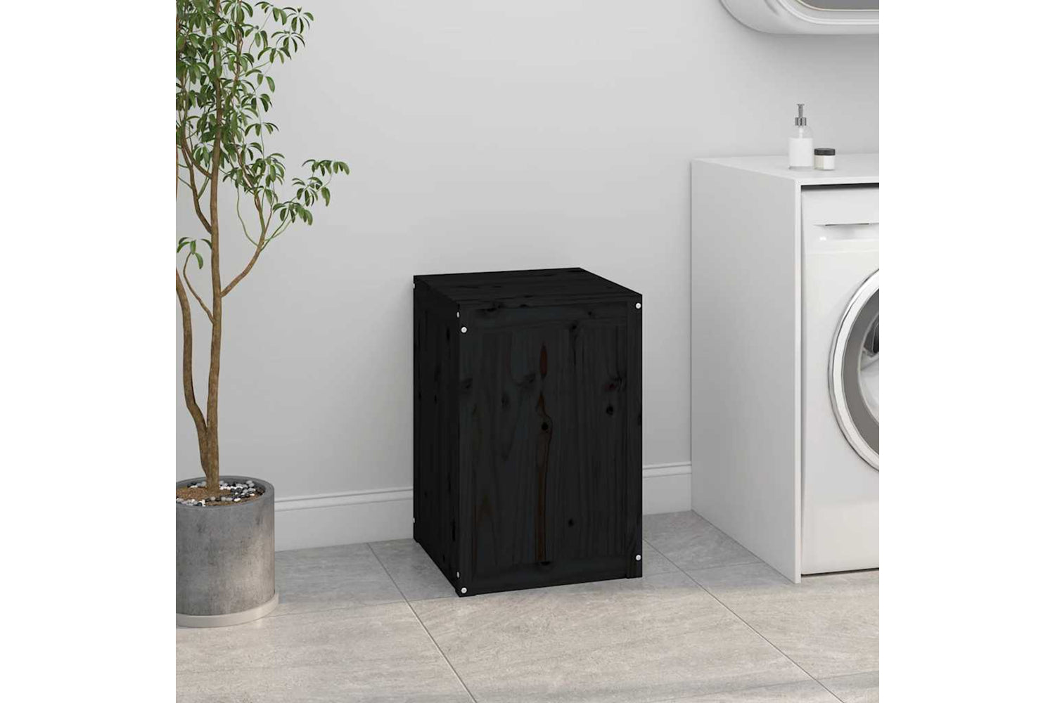 vidaXL 823568 Laundry Box Black 44x44x66cm Solid Wood Pine-2