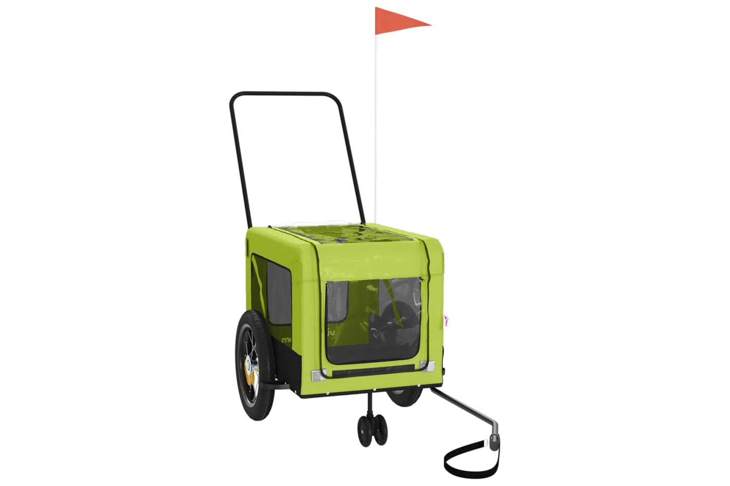 Vidaxl 93948 Pet Bike Trailer Green And Black Oxford Fabric And Iron-2